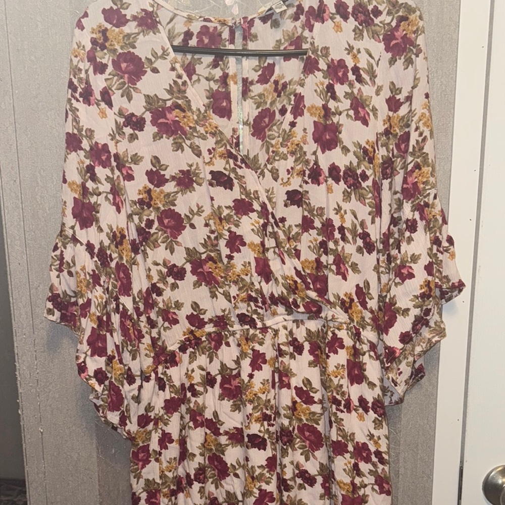 American Eagle Outfitters Floral Dress - Burgundy and Yellow